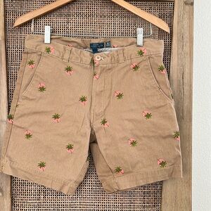 NWOT Essex Crossing Mens Palm Sun print Khaki Tan Green shorts size 30